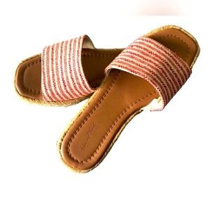 UNIVERSAL Thread Red White Open Toe Espadrilles Slides Slip On Sandals Size 7